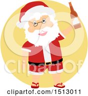 Poster, Art Print Of Christmas Santa Claus Holding A Beer Bottle