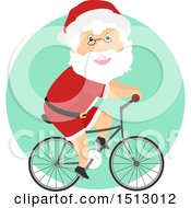 Poster, Art Print Of Christmas Santa Claus Riding A Bicycle