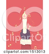 Clipart Of A Christmas Santa Claus Hand Holding Up A Candle With Music Notes Royalty Free Vector Illustration