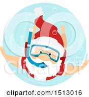 Clipart Of A Christmas Santa Claus Snorkeling Royalty Free Vector Illustration