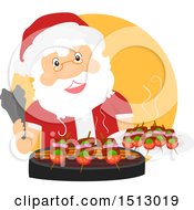 Poster, Art Print Of Christmas Santa Claus Grilling On A Bbq