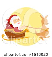Poster, Art Print Of Christmas Kangaroo Pulling Santa Claus In A Sleigh