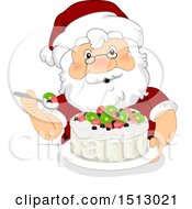 Poster, Art Print Of Christmas Santa Claus Eating A Pavlova Dessert