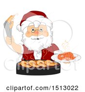 Poster, Art Print Of Christmas Santa Claus Grilling Shrimp