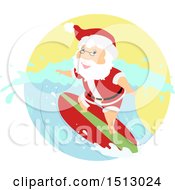Poster, Art Print Of Christmas Santa Claus Surfing