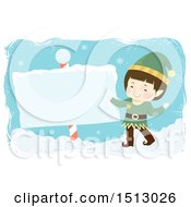 Boy Christmas Elf With A North Pole Sign