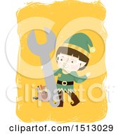 Poster, Art Print Of Boy Christmas Elf With A Wrench And Tool Box