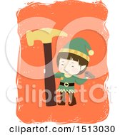 Poster, Art Print Of Boy Christmas Elf With A Hammer
