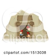 Poster, Art Print Of Group Of Gnome Kids Waving From A Mining Cave