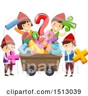 Poster, Art Print Of Group Of Gnome Kids Around A Mining Cart Full Of Numbers