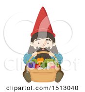 Poster, Art Print Of Gnome Sitting With A Basket Of Produce