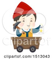 Poster, Art Print Of Boy Dwarf Miner In A Cart Holding A Gas Lamp