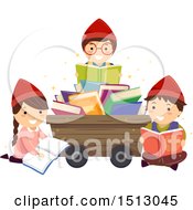 Poster, Art Print Of Group Of Dwarf Kids Reading Around A Mining Cart