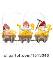 Poster, Art Print Of Group Of Kid Dwarfs With Mining Carts Full Of Numbers