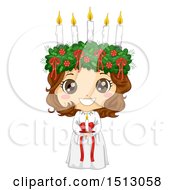 Girl Holding A Candle In A Ltttle Lucia Costume
