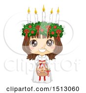 Poster, Art Print Of Girl Holding A Basket Of Saffron Buns And Wearing A Ltttle Lucia Costume