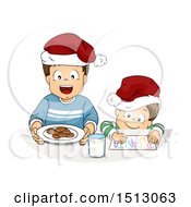 Little Boys Preparing Cookies And A Letter For A Christmas Santa Snack