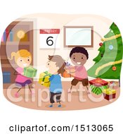 Poster, Art Print Of Group Of Children Giving Gifts On Kings Day