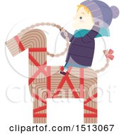 Poster, Art Print Of Winter Boy Riding A Straw Yule Goat