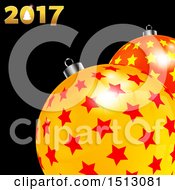 Poster, Art Print Of Christmas 2017 Design With Starry Baubles On Black