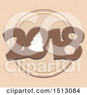 Clipart Of A New Year 2018 Design With A Tree On Brown Paper Royalty Free Vector Illustration