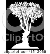 Clipart Of A Black And White Tree Formed Of Male And Female Faces In Black Royalty Free Vector Illustration