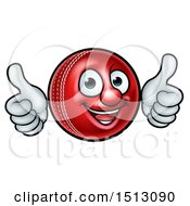 Poster, Art Print Of Cricket Ball Mascot Character Giving Two Thumbs Up