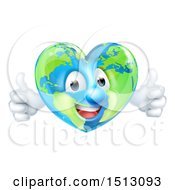 Poster, Art Print Of Happy Heart Shaped Earth Globe Character Giving Two Thumbs Up