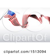 Clipart Of A Rippling American Flag Over Shading Royalty Free Vector Illustration