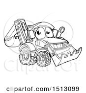Poster, Art Print Of Lineart Bulldozer Digger Mascot Character