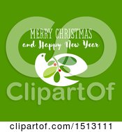 Poster, Art Print Of Merry Christmas Greeting With A Dove And Branch On Green
