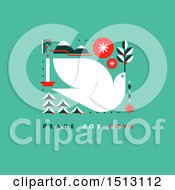 Poster, Art Print Of Christmas Dove With Peace Joy Love Text On Green