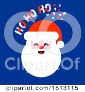 Poster, Art Print Of Jolly Santa Face With Ho Ho Ho Text On Blue