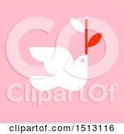 Poster, Art Print Of Christmas Dove With A Branch On Pink