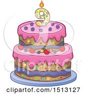 Poster, Art Print Of Layered Ninth Birthday Party Cake