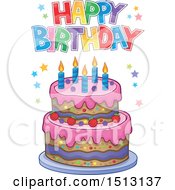 Poster, Art Print Of Happy Birthday Greeting Over A Layered Cake