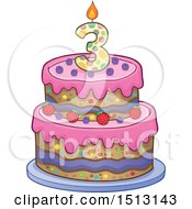 Poster, Art Print Of Layered Third Birthday Party Cake