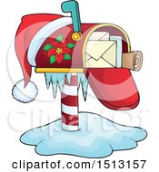 Christmas Mailbox With A Santa Hat