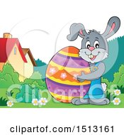 Poster, Art Print Of Happy Bunny Rabbit Hugging A Giant Easter Egg