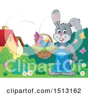 Poster, Art Print Of Happy Bunny Rabbit Holding An Easter Basket