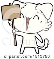 Happy Little Cartoon Dog Holding Sign by lineartestpilot