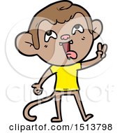 Poster, Art Print Of Crazy Cartoon Monkey Giving Peace Sign