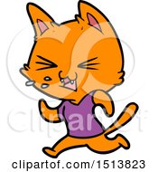 Cartoon Running Cat Hissing