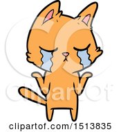 Poster, Art Print Of Crying Cartoon Cat Shrugging