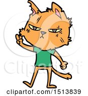 Tough Cartoon Cat Giving Victory Sign