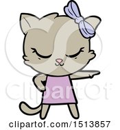 Poster, Art Print Of Cute Cartoon Cat With Bow