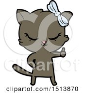 Poster, Art Print Of Cute Cartoon Cat With Bow