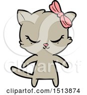 Poster, Art Print Of Cute Cartoon Cat With Bow