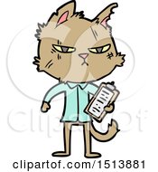 Tough Cartoon Cat With Clipboard
