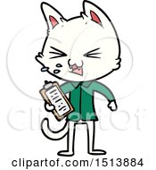 Cartoon Salesman Cat Hissing